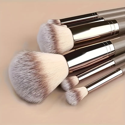 Premium Champagne Golden Makeup Brushes With Travel Portable Case Professional Foundation Blush Eyeshadow Blending Makeup Beauty Tool Christmas Gift Ideal For Women Create Flawless Makeup - Gift Set Mother's Day Gift