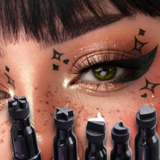 [Black Liquid Eyeliner] Black Liquid Eyeliner Pen | 2-in-1 Double-Headed Moon Stamp Design, Quick Dry, Non-Smudge, Waterproof, Long-Lasting Eye Makeup, Precision Eyeliner Application, Innovative Beauty Product