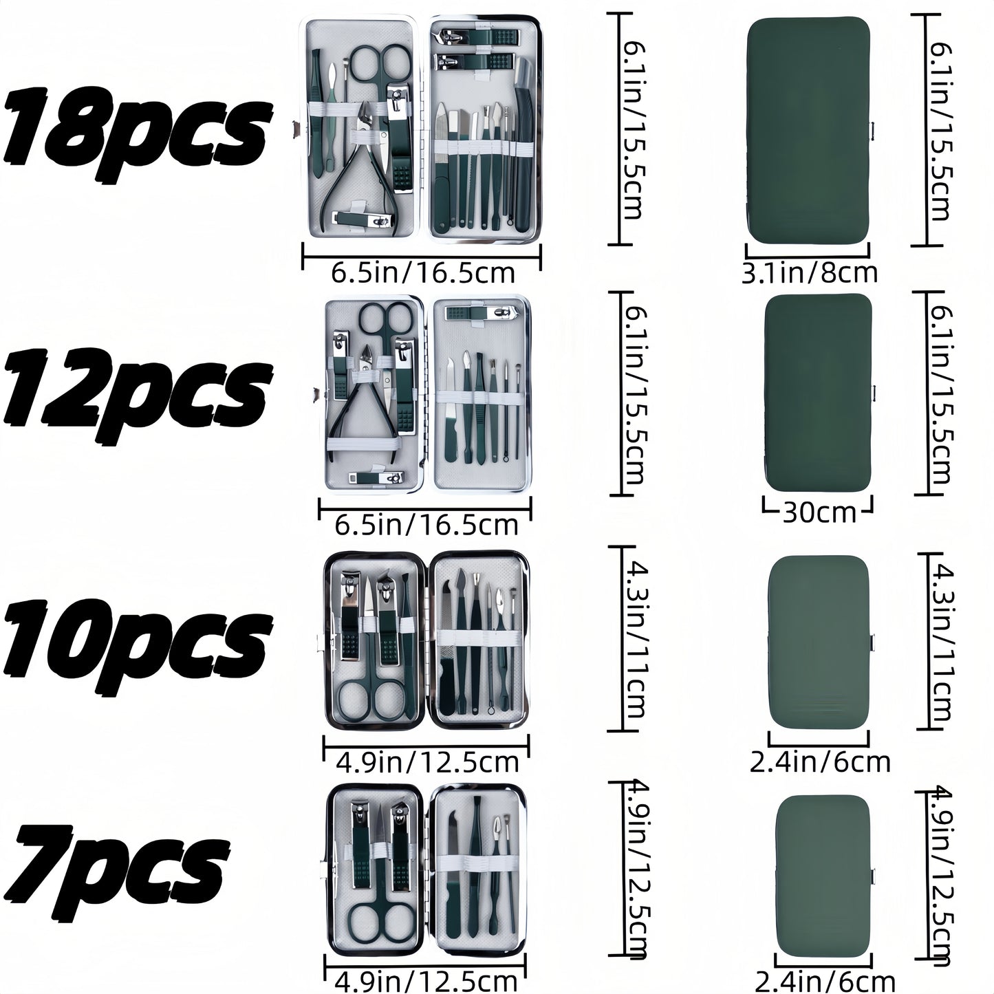 7pcs/10pcs/12pcs/18pcs high-quality beauty and manicure set, German craftsmanship stainless steel nail clipper set, nail clipper set for home use, pedicure tool ear scoop nail clipper set