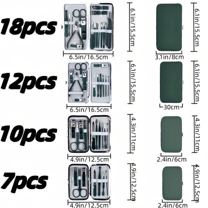 7pcs/10pcs/12pcs/18pcs high-quality beauty and manicure set, German craftsmanship stainless steel nail clipper set, nail clipper set for home use, pedicure tool ear scoop nail clipper set