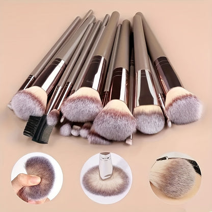 Premium Champagne Golden Makeup Brushes With Travel Portable Case Professional Foundation Blush Eyeshadow Blending Makeup Beauty Tool Christmas Gift Ideal For Women Create Flawless Makeup - Gift Set Mother's Day Gift
