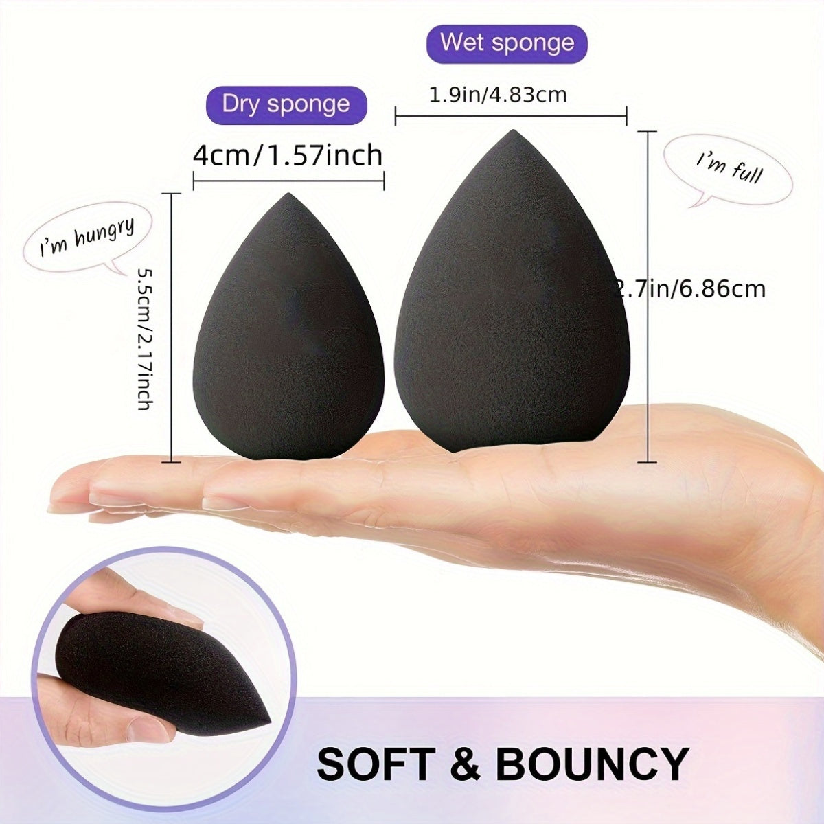 3/10pcs Beauty Sponges, Makeup Blender, Dry & Wet Use, Cosmetic Puffs In Random Colors & Shapes, Flawless Foundation Application