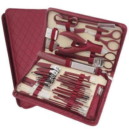 10/42pcs Set New Zipper Leather Bag Stainless Steel Manicure Set, Manicure Nails, Toenails And Eyebrows, Men'S/Women'S Beauty Care Tools, Nail Trimming Tools