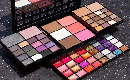 74-Color Glamour Makeup Palette - Vibrant Eye Shadow & Lip Colors, Glitter Cream, All-In-One Beauty Kit with Blendable Formulas, Long-Lasting, Highly Pigmented, Includes Brushes, Portable & Travel-Friendly Cosmetics Collectio