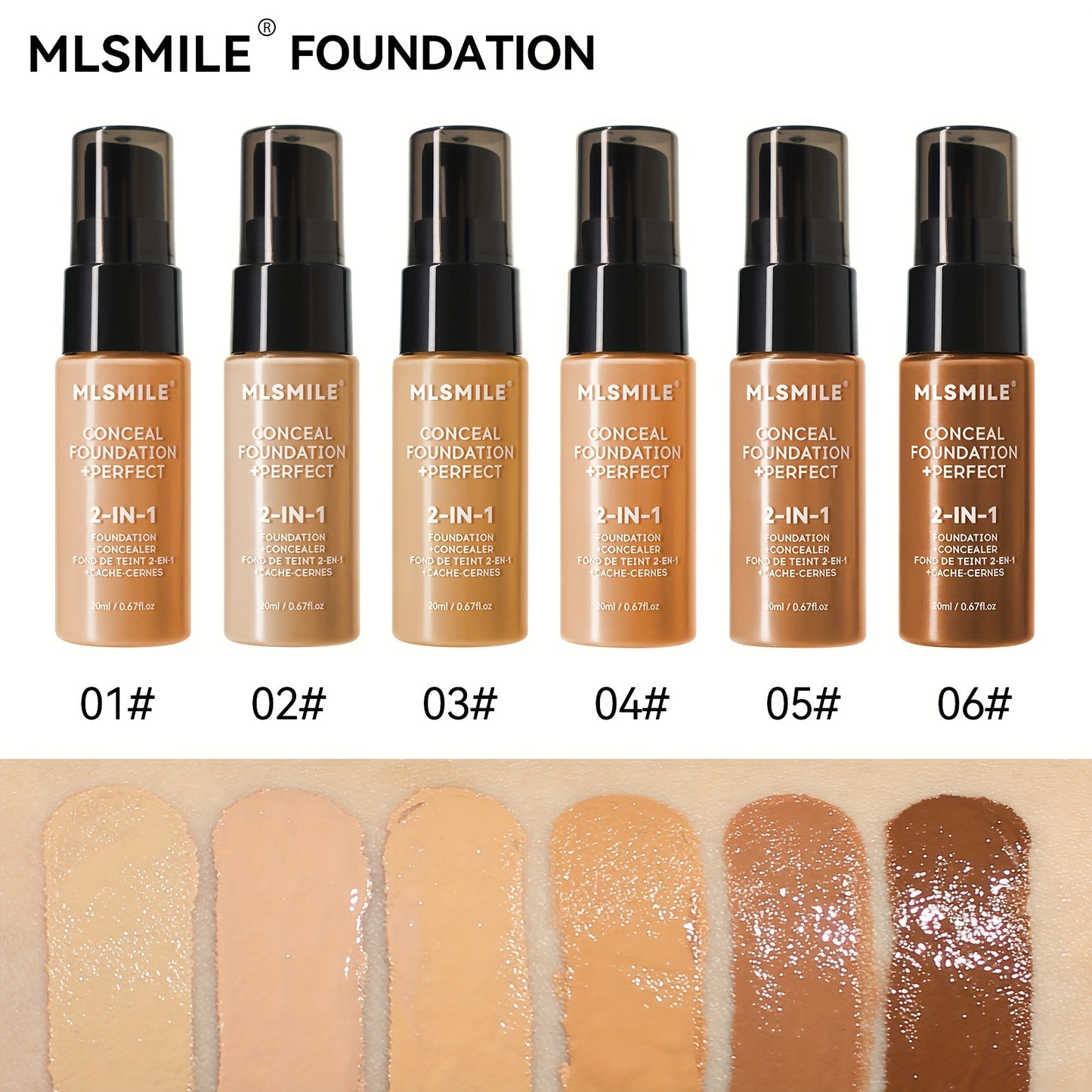 6-Shade Longwear Foundation: Waterproof, Sweatproof, Oil-Control & Easy-To-Blend Concealer for Flawless Skin, Foundation, Makeup, Cosmetics, Skin Care, Face Beauty, Matte Finish, Beauty Product-Valentine'S Bay
