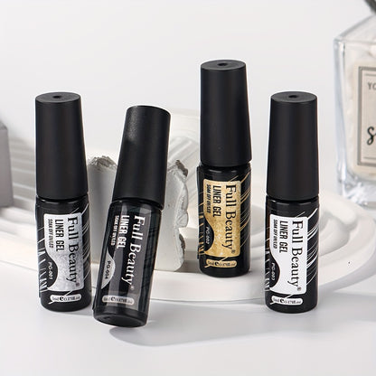 Full Beauty Sparkling Glitter Gel Nail Polish - Champagne Golden & Silvery, Waterproof, Odorless, UV-Cured Semi-Permanent Liner for French Manicures