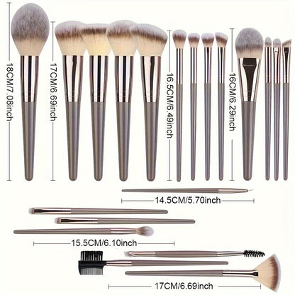 Premium Champagne Golden Makeup Brushes With Travel Portable Case Professional Foundation Blush Eyeshadow Blending Makeup Beauty Tool Christmas Gift Ideal For Women Create Flawless Makeup - Gift Set Mother's Day Gift