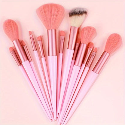 13-Piece Makeup Brush Set, Soft Fluffy Synthetic Bristles, For Foundation, Powder, Eyeshadow, Kabuki & Cosmetic Blending, Includes Beauty Sponge