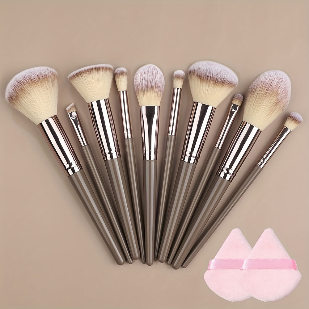 Premium Champagne Golden Makeup Brushes With Travel Portable Case Professional Foundation Blush Eyeshadow Blending Makeup Beauty Tool Christmas Gift Ideal For Women Create Flawless Makeup - Gift Set Mother's Day Gift