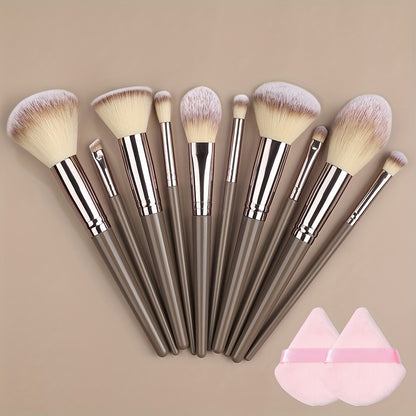 Premium Champagne Golden Makeup Brushes With Travel Portable Case Professional Foundation Blush Eyeshadow Blending Makeup Beauty Tool Christmas Gift Ideal For Women Create Flawless Makeup - Gift Set Mother's Day Gift