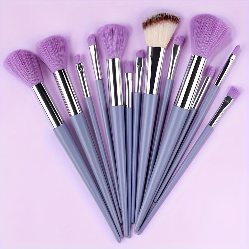 13-Piece Makeup Brush Set, Soft Fluffy Synthetic Bristles, For Foundation, Powder, Eyeshadow, Kabuki & Cosmetic Blending, Includes Beauty Sponge