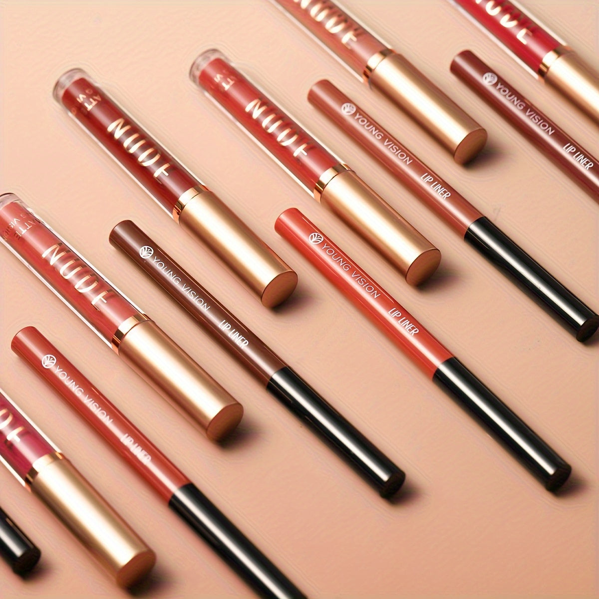 6 PCS Matte Liquid Lipstick With 6 PCS Lip Liner Set, Long-Lasting Non-Stick Cup, Waterproof High-Pigment Velvet Finish, Lightweight Nude Lip Gloss Kit, Perfect For Fuller Lips And All-Day Wear, Beauty Gift For Girls And Wome