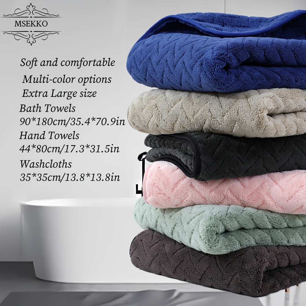 [High Quality Bath Towels] 8pcs Extra Large Bath Towels Set - High Quality 400GSM Microfiber Material - Including 4 Washcloths + 2 Hand Towels + 2 Bath Sheets Towels, Good Water Absorption, Beauty Makeup Accessories, Bathroom