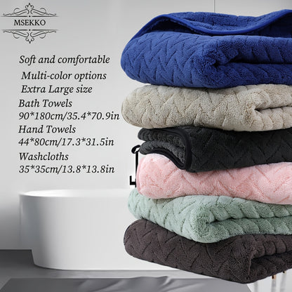 [High Quality Bath Towels] 8pcs Extra Large Bath Towels Set - High Quality 400GSM Microfiber Material - Including 4 Washcloths + 2 Hand Towels + 2 Bath Sheets Towels, Good Water Absorption, Beauty Makeup Accessories, Bathroom