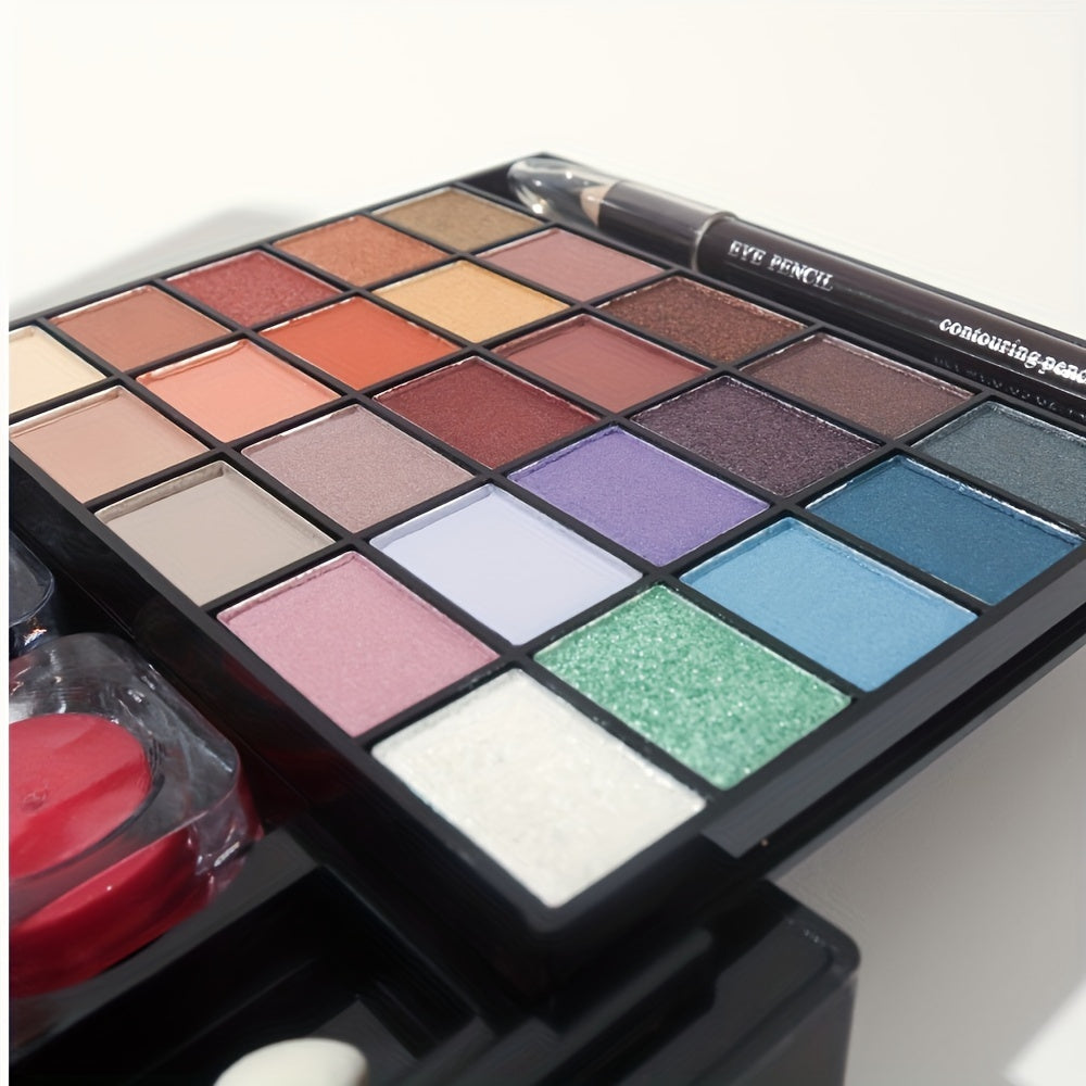 All-in-One Makeup Kit, Eyeshadow Palette Combo, Portable Beauty Cosmetics Set With Eye Shadow, Blush, Powder, Lip Gloss, For Beginners & Gifts, Removable & Travel-Friendly