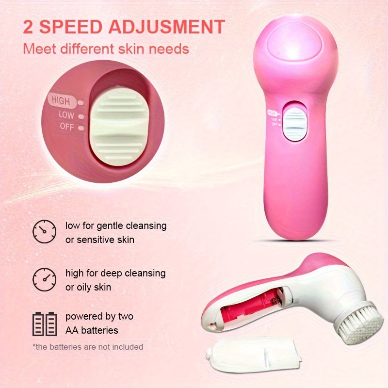 JUMPERKITS 7-in-1 Electric Facial Cleanser & Massager - Multi-Headed Light Beige Scrubber with Vibration, Pore Cleaning, and Curling Brushes, 36V Safe for Face & Body, Portable Skincare Tool for Deep Cleansing & Beauty, Facia