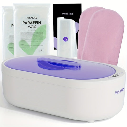 WAXKISS 67.63oz Large Capacity Beauty Wax Machine Set for Hand and Foot Moisturizing Care Paraffin Wax Heater with Intelligent LCD Temperature Display Suitable for Hand Foot Elbowand Knee Joint Cleaning and Moisturizing Home