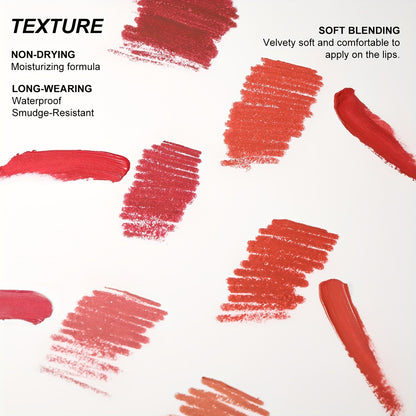 6 PCS Matte Liquid Lipstick With 6 PCS Lip Liner Set, Long-Lasting Non-Stick Cup, Waterproof High-Pigment Velvet Finish, Lightweight Nude Lip Gloss Kit, Perfect For Fuller Lips And All-Day Wear, Beauty Gift For Girls And Wome