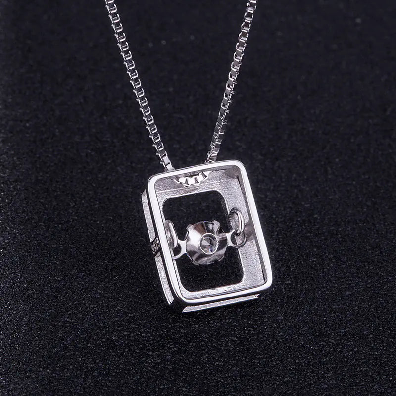 Dynamic Stone Pendant Silver Necklace - Minimalist Jewelry