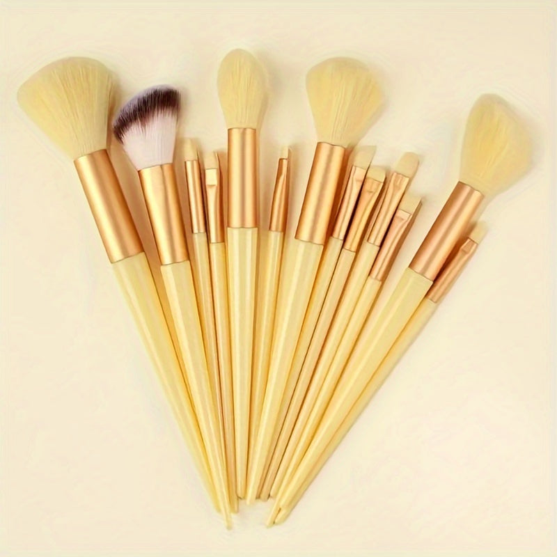 13-Piece Makeup Brush Set, Soft Fluffy Synthetic Bristles, For Foundation, Powder, Eyeshadow, Kabuki & Cosmetic Blending, Includes Beauty Sponge