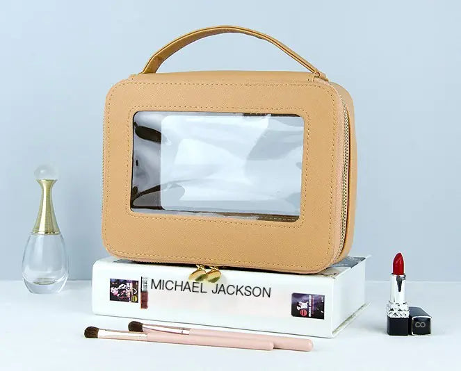 Colorful Saffiano Portable Cosmetic Case Makeup Bag