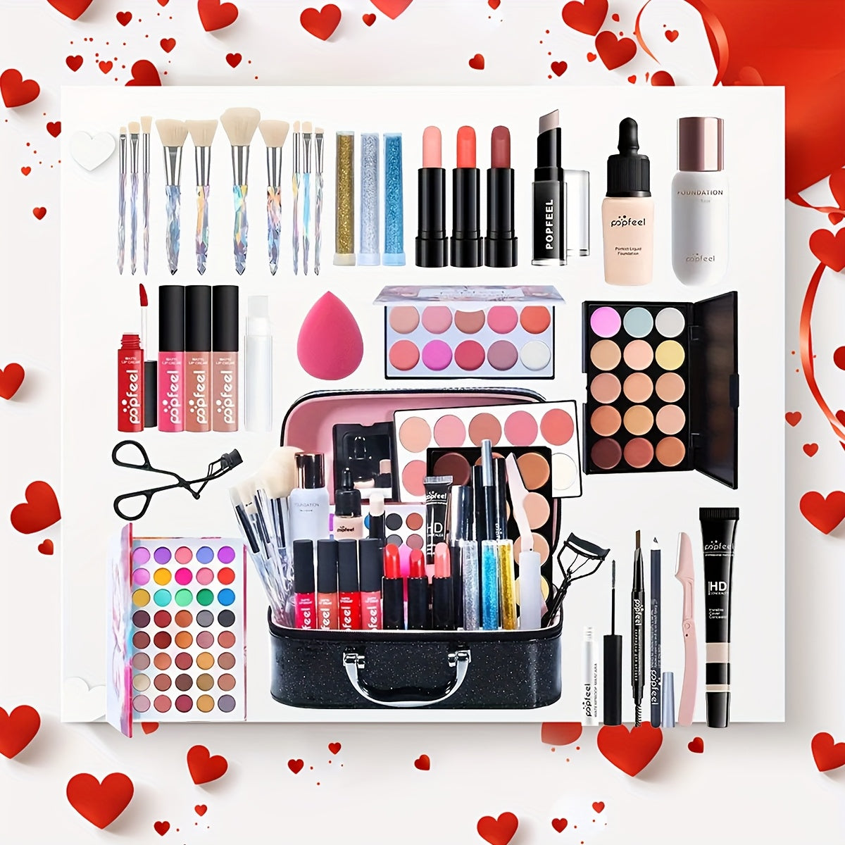 [Full Range Luxury Beauty Set] LUXURY BEAUTY GIFT SET - High Quality Full Range of Cosmetics - Comes with Matching Makeup Tools And Black Travel Bag - Contains Face, Eye, Lip And Hand Treatments - A Thoughtful And Stylish Bea