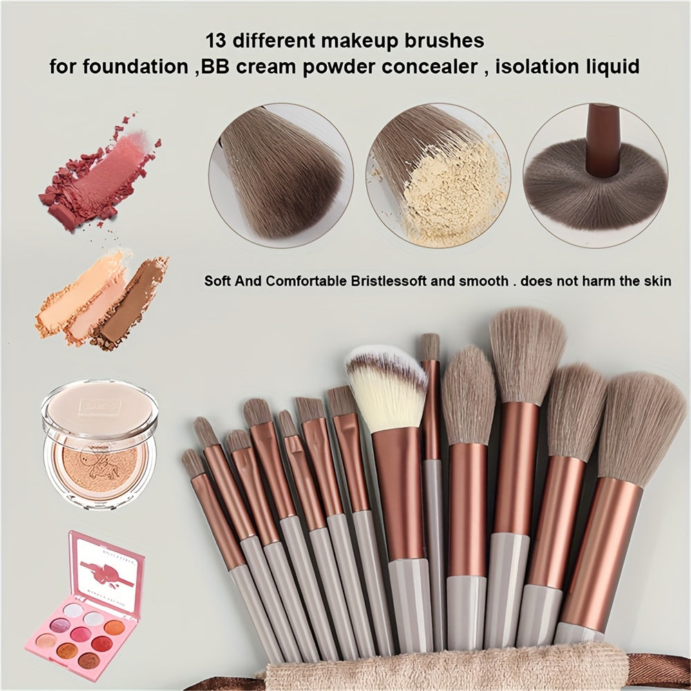 Synthetic Fibers Makeup Brush Set - Professional Foundation, Concealer, Eye Shadow, Blending Brushes - Manual Use, Plastic Handle Beauty Tools For Flawless Makeup Application