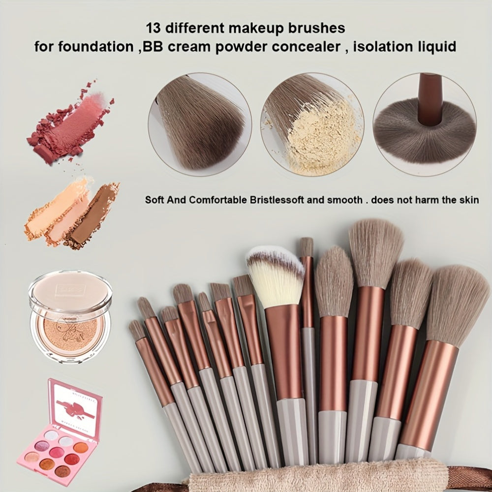 Synthetic Fibers Makeup Brush Set - Professional Foundation, Concealer, Eye Shadow, Blending Brushes - Manual Use, Plastic Handle Beauty Tools For Flawless Makeup Application
