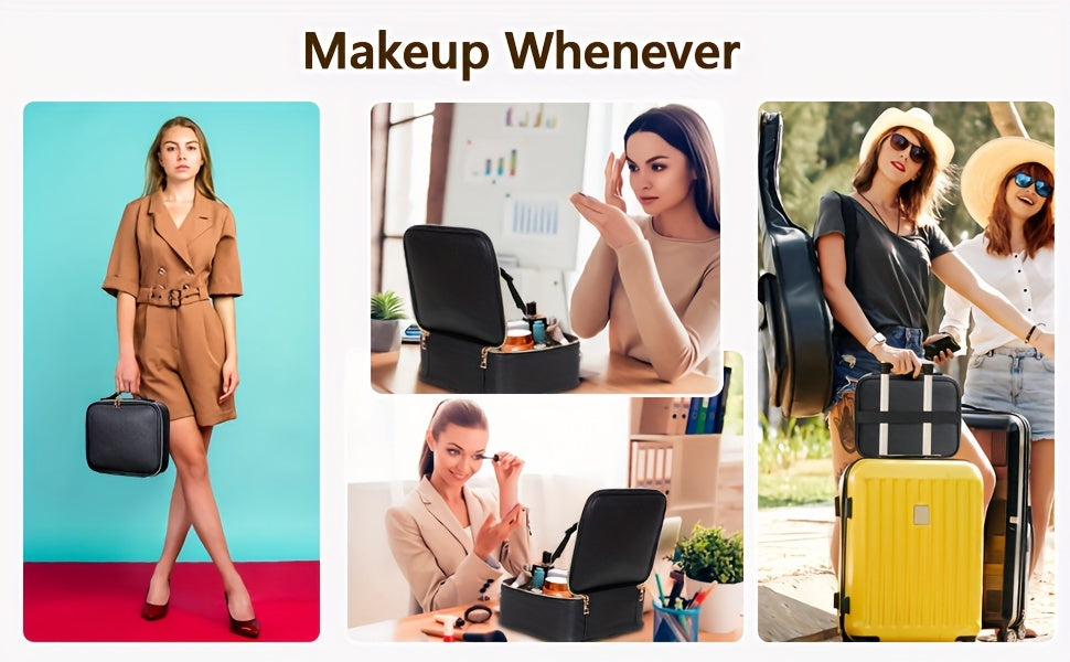 Travel Makeup Bag Make up Case with Mirror Cosmetic Makeup Box Organizer Vanity Case for Women Beauty Tools Accessories Case