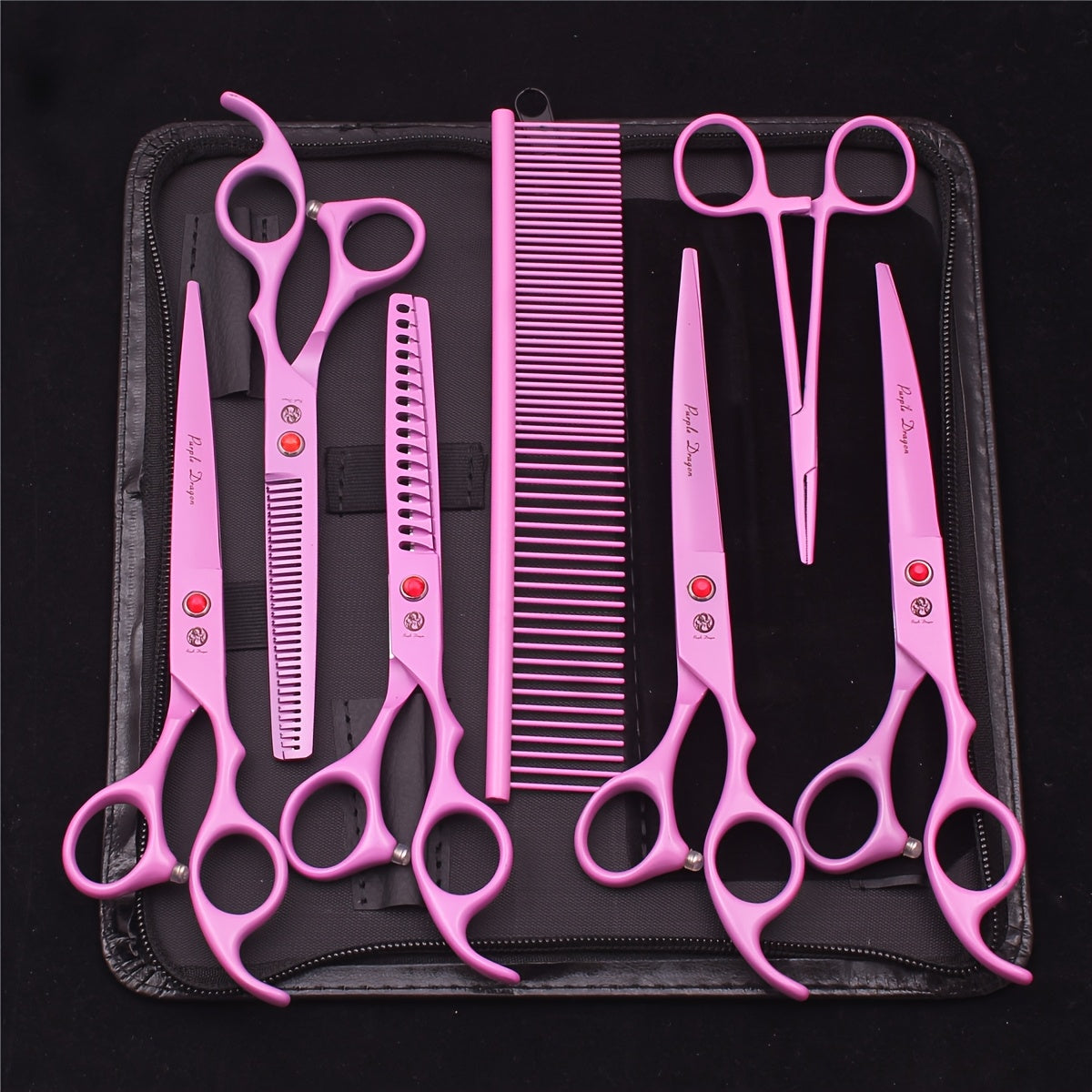 7pcs Professional Pet Grooming Scissors Set - Stainless Steel, Right-Handed Dog Beauty Shears with Thinning & Cutting Options