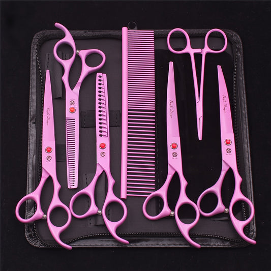 7pcs Professional Pet Grooming Scissors Set - Stainless Steel, Right-Handed Dog Beauty Shears with Thinning & Cutting Options