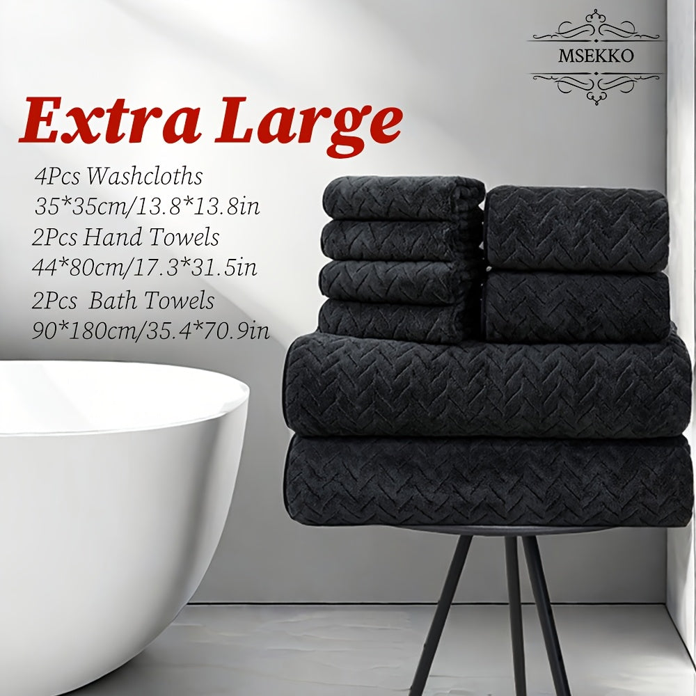[High Quality Bath Towels] 8pcs Extra Large Bath Towels Set - High Quality 400GSM Microfiber Material - Including 4 Washcloths + 2 Hand Towels + 2 Bath Sheets Towels, Good Water Absorption, Beauty Makeup Accessories, Bathroom