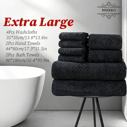 [High Quality Bath Towels] 8pcs Extra Large Bath Towels Set - High Quality 400GSM Microfiber Material - Including 4 Washcloths + 2 Hand Towels + 2 Bath Sheets Towels, Good Water Absorption, Beauty Makeup Accessories, Bathroom