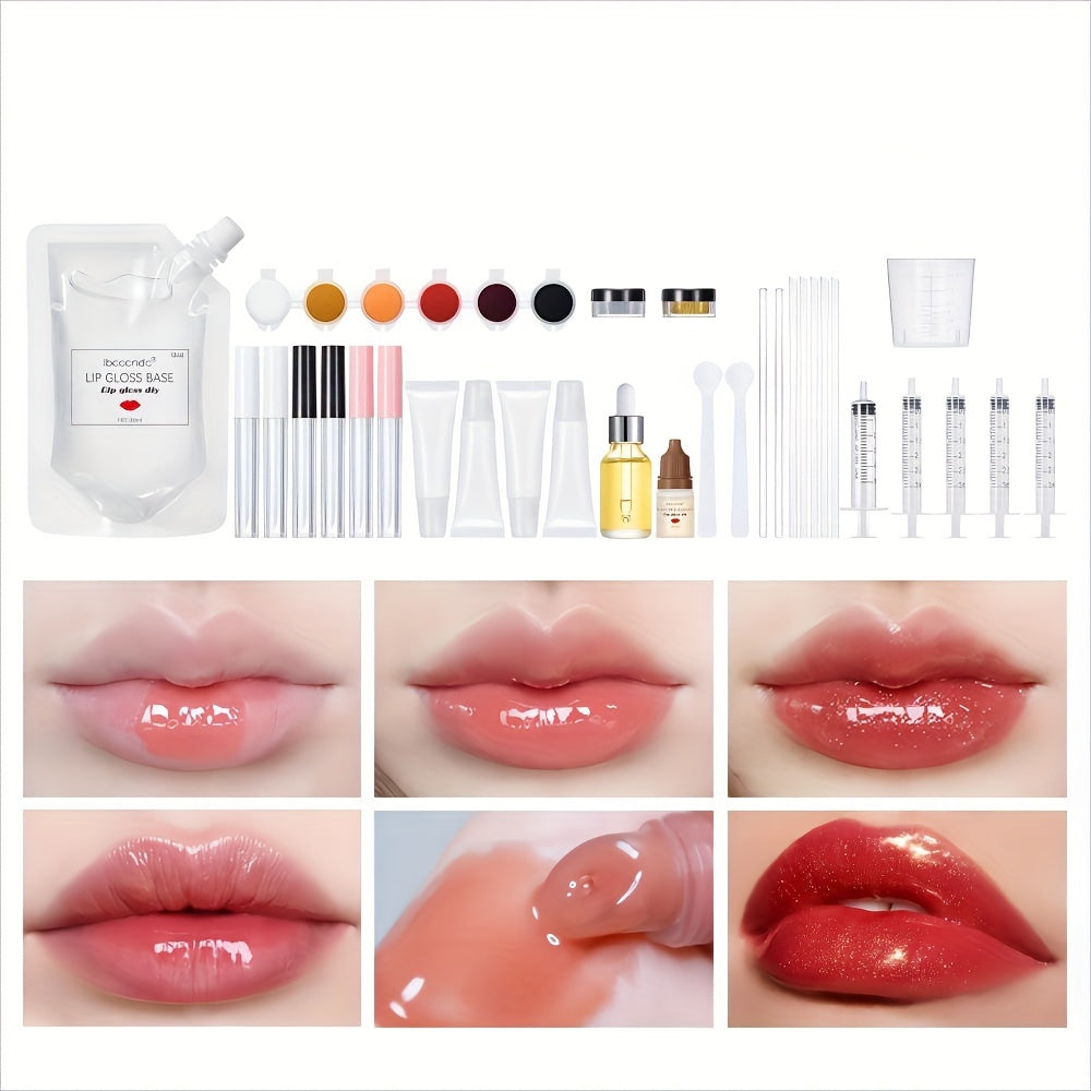 Sparkling DIY Lip Gloss Kit - Create Your Own Long-Lasting, Shimmering Lipstick with Glitter Liquid Makeup Base - Complete Customizable Beauty Set