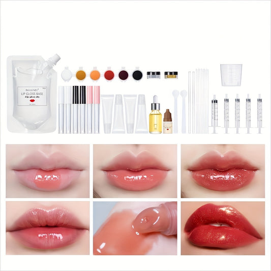 Sparkling DIY Lip Gloss Kit - Create Your Own Long-Lasting, Shimmering Lipstick with Glitter Liquid Makeup Base - Complete Customizable Beauty Set