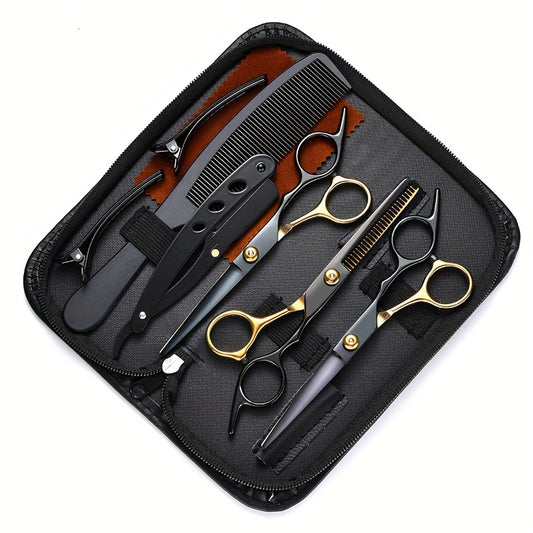 A Set of 1 Hair Cutting Tool, a 9pcs 6.0-Inch Hair Scissors Tool Kit, Professional Hair Cutting Tools Suitable for Home Hair Salons And Beauty Parlors.