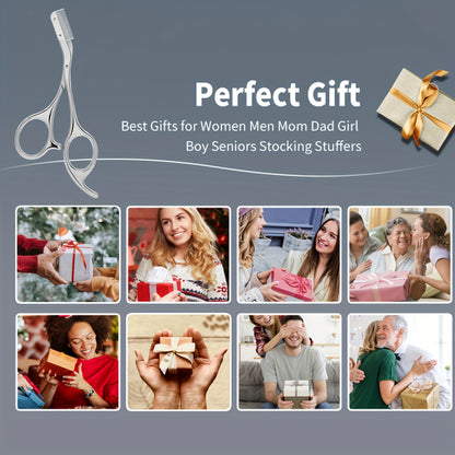 Eyebrow Trimmer Scissors with Comb Ladies Ladies Men Hair Removal Beauty Shaping Stainless Steel Eyebrow Makeup Remover Tool - Facial Care Gift for Mom