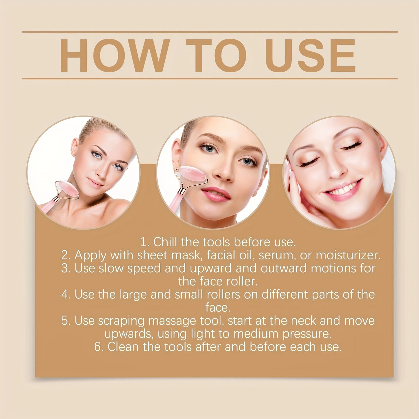 Heart Shaped Pink Quartz Facial Roller Set, Double Ended Hand Massage Tool, Unscented, Unpowered, Battery Free, For Face, Eyes And Body, Beauty And Gua Sha Massage Combo Set