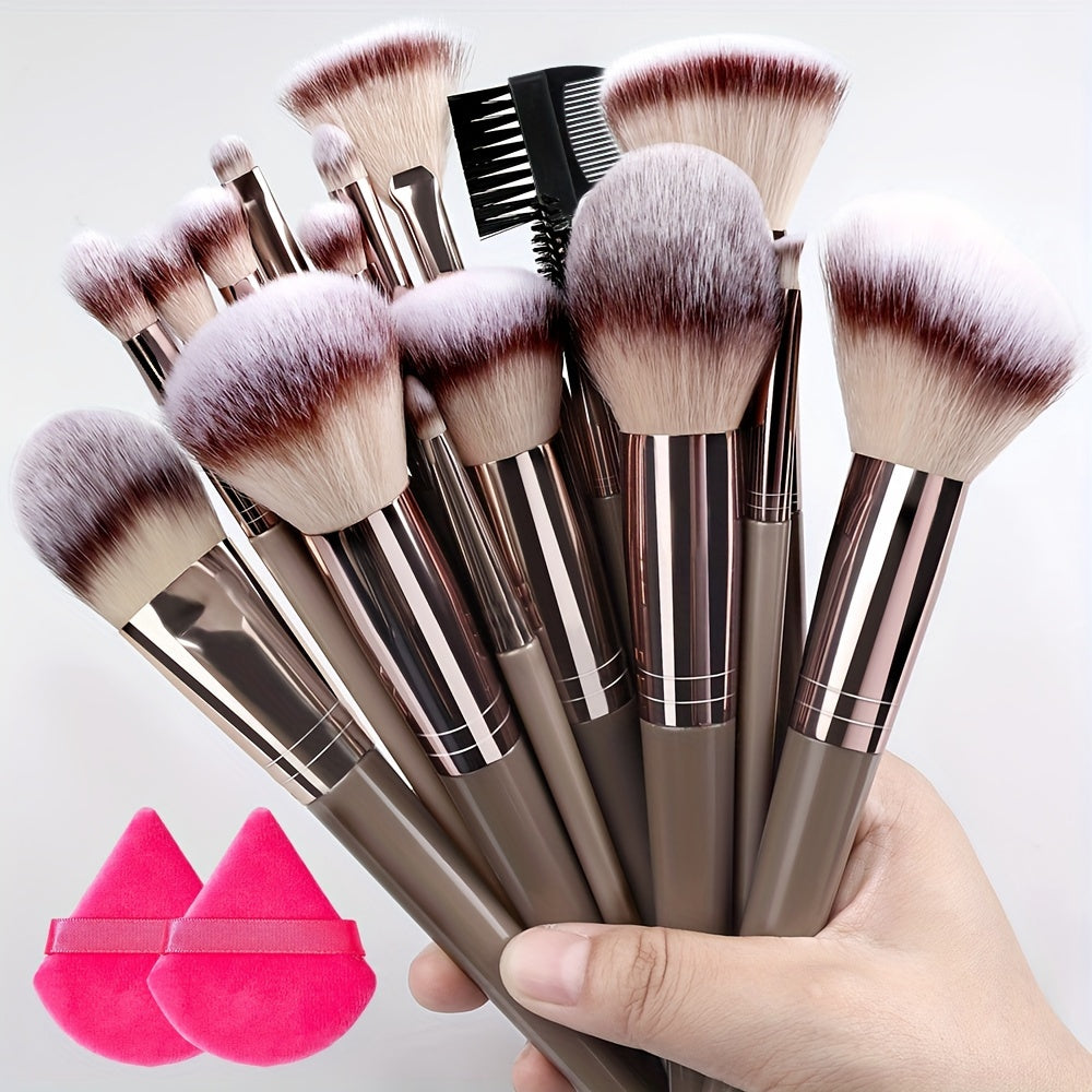 Premium Champagne Golden Makeup Brushes With Travel Portable Case Professional Foundation Blush Eyeshadow Blending Makeup Beauty Tool Christmas Gift Ideal For Women Create Flawless Makeup - Gift Set Mother's Day Gift