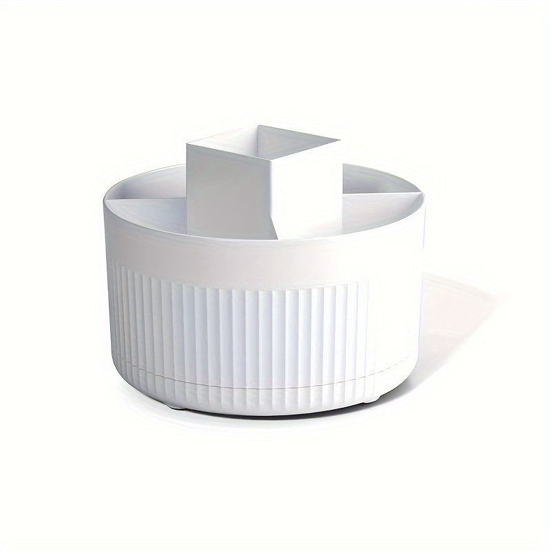 360° Rotating Makeup Organizer - Durable Plastic Cosmetic Storage Box with Multiple Compartments for Brushes, Lipsticks, and Beauty Tools - Ideal for Bedroom Vanity, Bathroom, and Living Room Desk Organization, Makeup Vanity