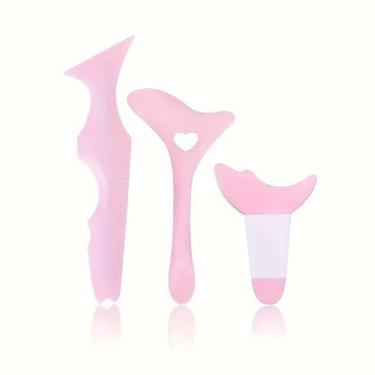 [3pcs Silicone Makeup Tool Set] 3pcs Silicone Makeup Tool Set - Eyeliner & Mascara Shields, Fragrance-Free Beauty Accessories