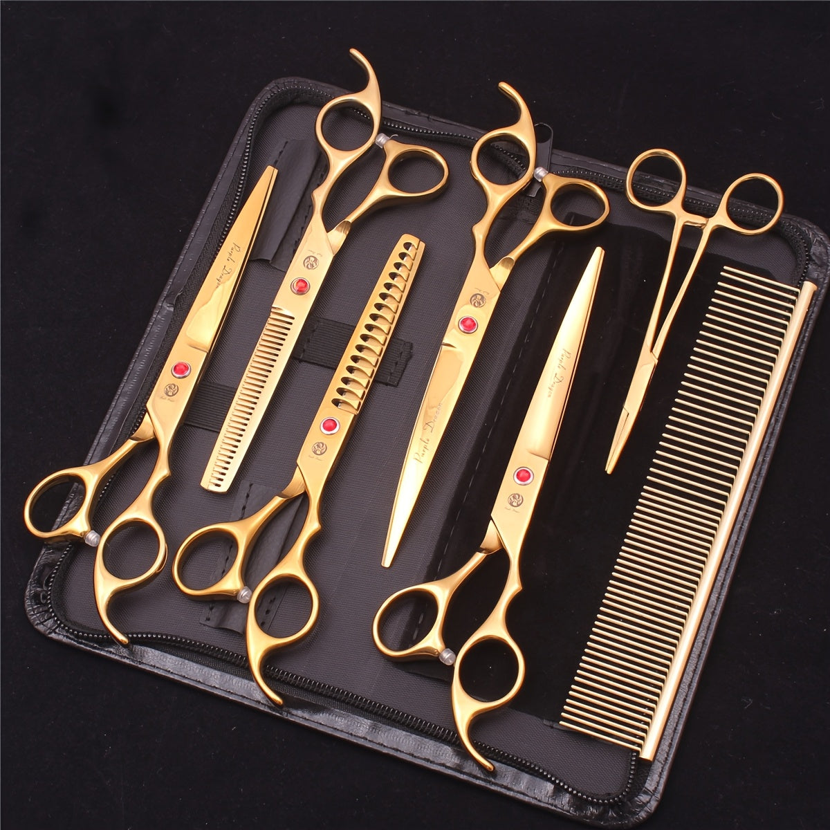 7pcs Professional Pet Grooming Scissors Set - Stainless Steel, Right-Handed Dog Beauty Shears with Thinning & Cutting Options