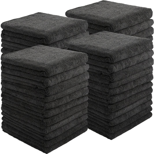 Patelai 36-Pack Microfiber Salon Towels - Absorbent, Bleach Resistant, Ideal for Gym, Spa, Shaving, Shampooing, Hair Drying - 16x28 Inches, Black - For Hair Stylists, Salon Owners & Home Use - Perfect Gift for Beauty Lovers