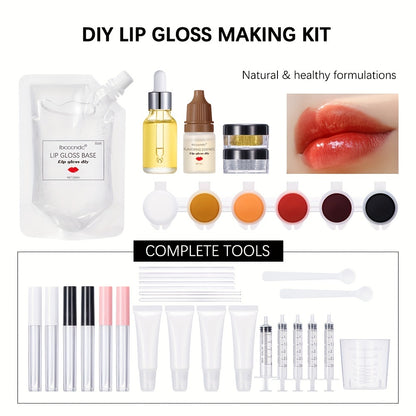 Sparkling DIY Lip Gloss Kit - Create Your Own Long-Lasting, Shimmering Lipstick with Glitter Liquid Makeup Base - Complete Customizable Beauty Set