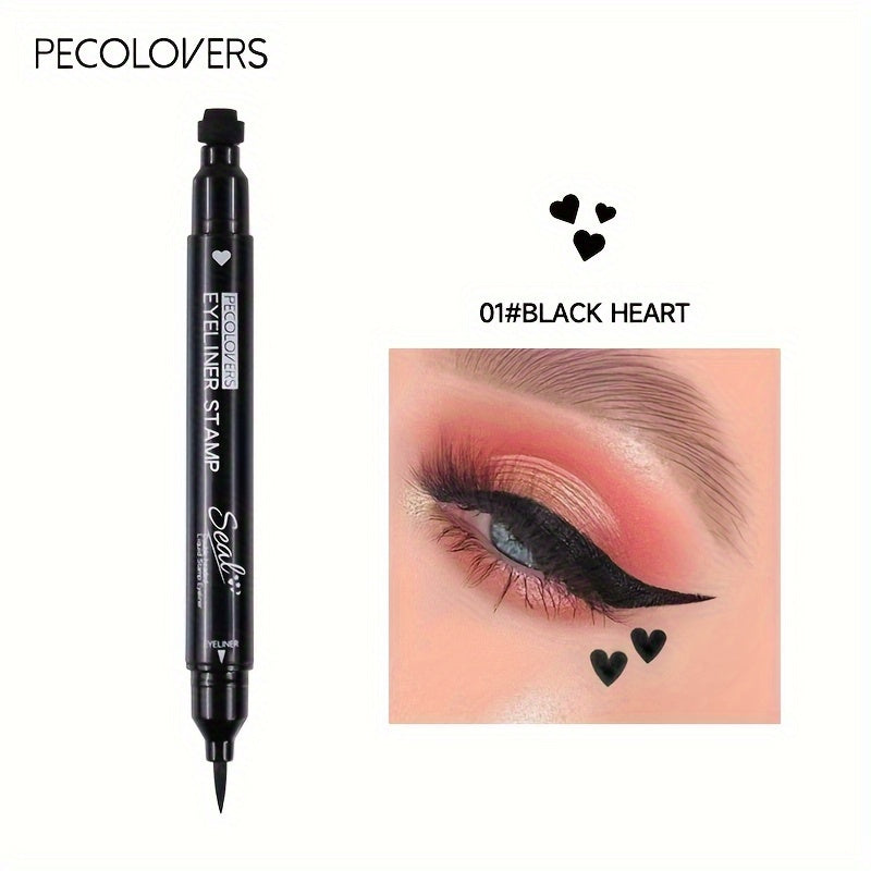 [Black Liquid Eyeliner] Black Liquid Eyeliner Pen | 2-in-1 Double-Headed Moon Stamp Design, Quick Dry, Non-Smudge, Waterproof, Long-Lasting Eye Makeup, Precision Eyeliner Application, Innovative Beauty Product