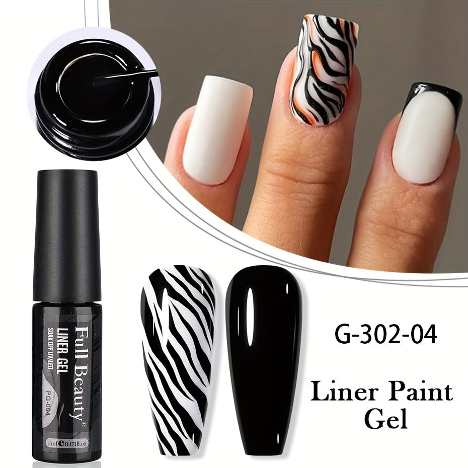 Full Beauty Sparkling Glitter Gel Nail Polish - Champagne Golden & Silvery, Waterproof, Odorless, UV-Cured Semi-Permanent Liner for French Manicures