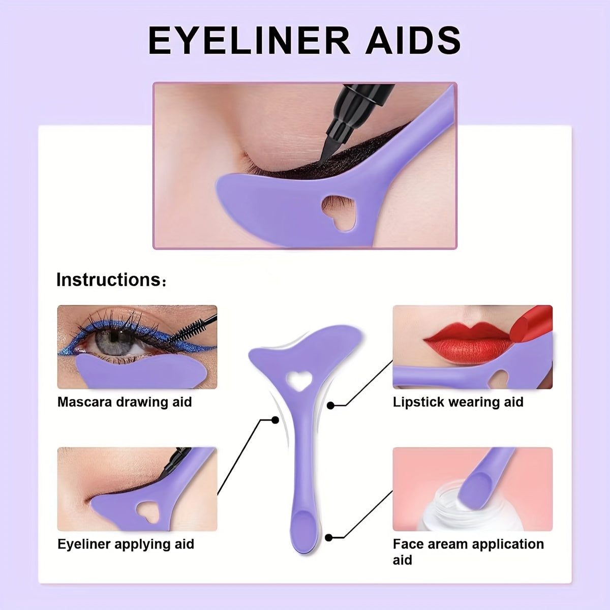 [3pcs Silicone Makeup Tool Set] 3pcs Silicone Makeup Tool Set - Eyeliner & Mascara Shields, Fragrance-Free Beauty Accessories