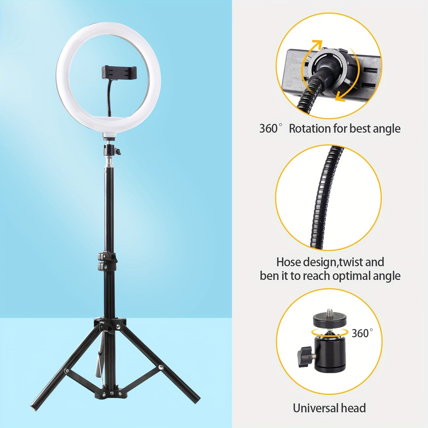10.0-inch Circular Fill Light Set, Mobile Beauty Light, Live Streaming Light Selfie Circular Fill Light, Adjustable Desktop Tripod, Suitable For Hotel, Video, Photography, Selfie, Vlog, Makeup, Live Streaming Dimming LED Ring