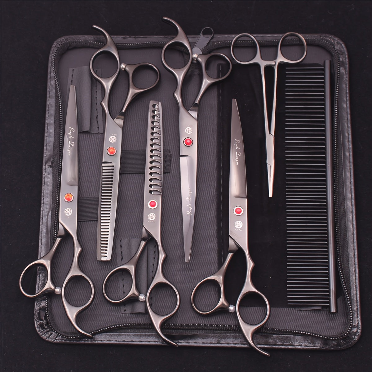 7pcs Professional Pet Grooming Scissors Set - Stainless Steel, Right-Handed Dog Beauty Shears with Thinning & Cutting Options