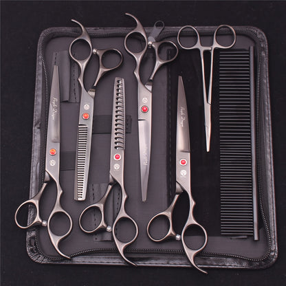 7pcs Professional Pet Grooming Scissors Set - Stainless Steel, Right-Handed Dog Beauty Shears with Thinning & Cutting Options